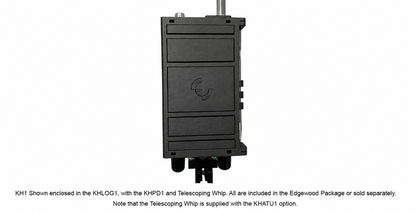 Closed view of a black logbook tray attached to KH1 transceiver.