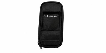 Black ES20 zippered carrying case with Elecraft logo for KH1 transceiver and accessories.