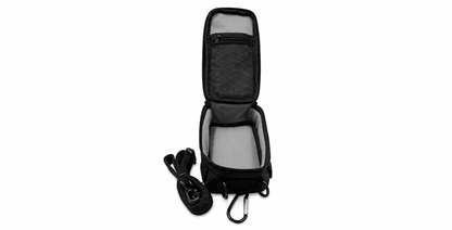 Interior of Black ES20 zippered carrying case with Elecraft logo for KH1 transceiver and accessories.