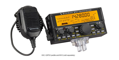Elecraft KX2 transceiver with KXPD2 paddle and MH3 microphone. KXPD2 paddle and MH3 sold separately.